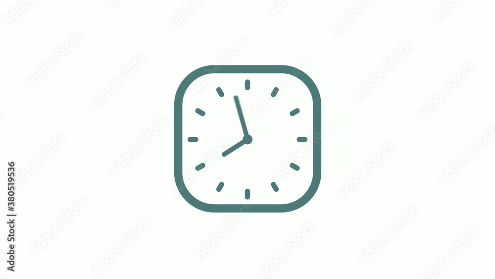 Beautiful square cyan gray counting down 12 hours clock icon on white background Beautiful square cyan gray counting down 12 hours clock icon on white background