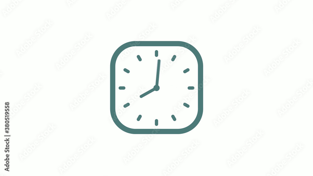Beautiful square cyan gray counting down 12 hours clock icon on white background Beautiful square cyan gray counting down 12 hours clock icon on white background