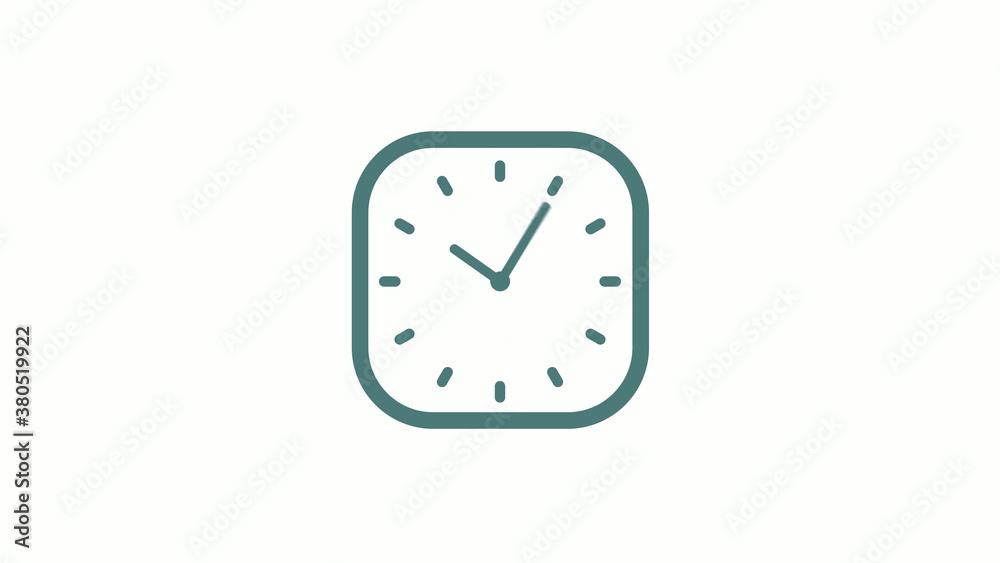 Beautiful square cyan gray counting down 12 hours clock icon on white background Beautiful square cyan gray counting down 12 hours clock icon on white background