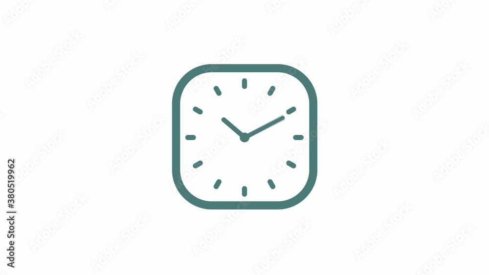 Beautiful square cyan gray counting down 12 hours clock icon on white background Beautiful square cyan gray counting down 12 hours clock icon on white background