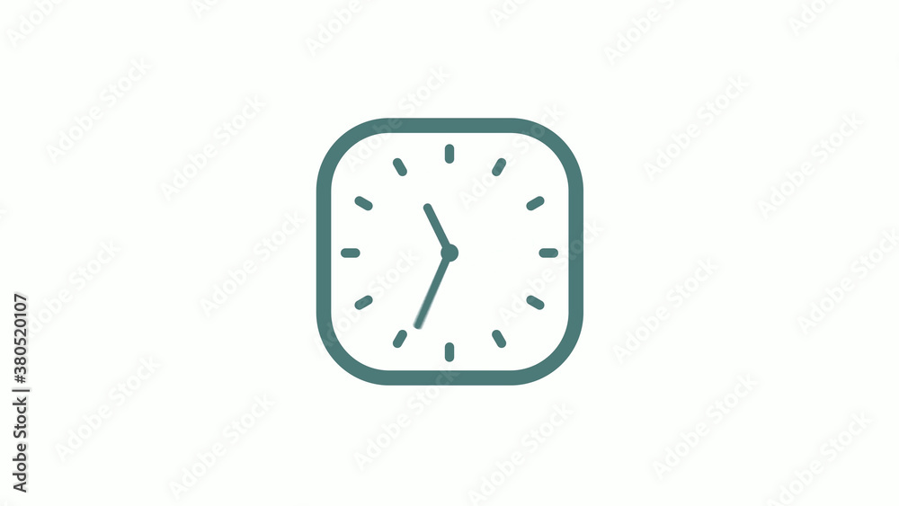Beautiful square cyan gray counting down 12 hours clock icon on white background Beautiful square cyan gray counting down 12 hours clock icon on white background