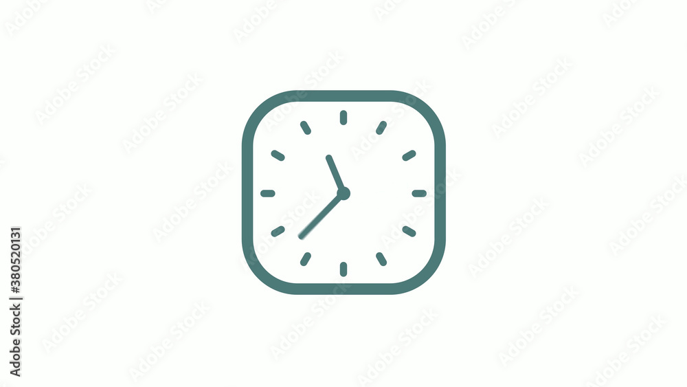 Beautiful square cyan gray counting down 12 hours clock icon on white background Beautiful square cyan gray counting down 12 hours clock icon on white background