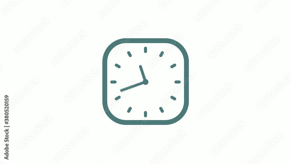 Beautiful square cyan gray counting down 12 hours clock icon on white background Beautiful square cyan gray counting down 12 hours clock icon on white background