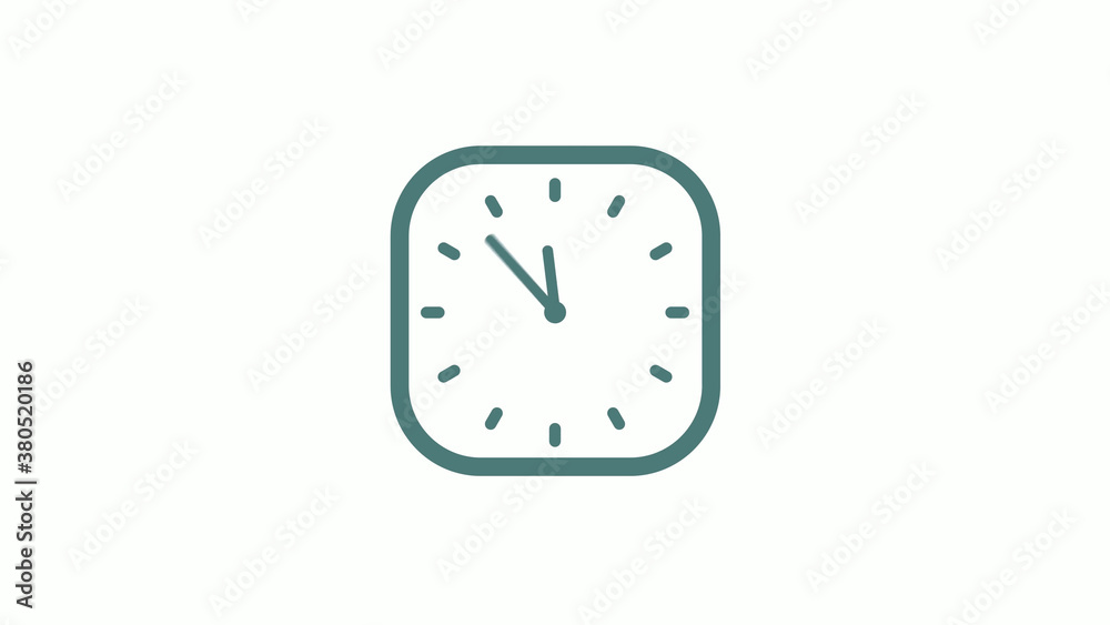 Beautiful square cyan gray counting down 12 hours clock icon on white background Beautiful square cyan gray counting down 12 hours clock icon on white background