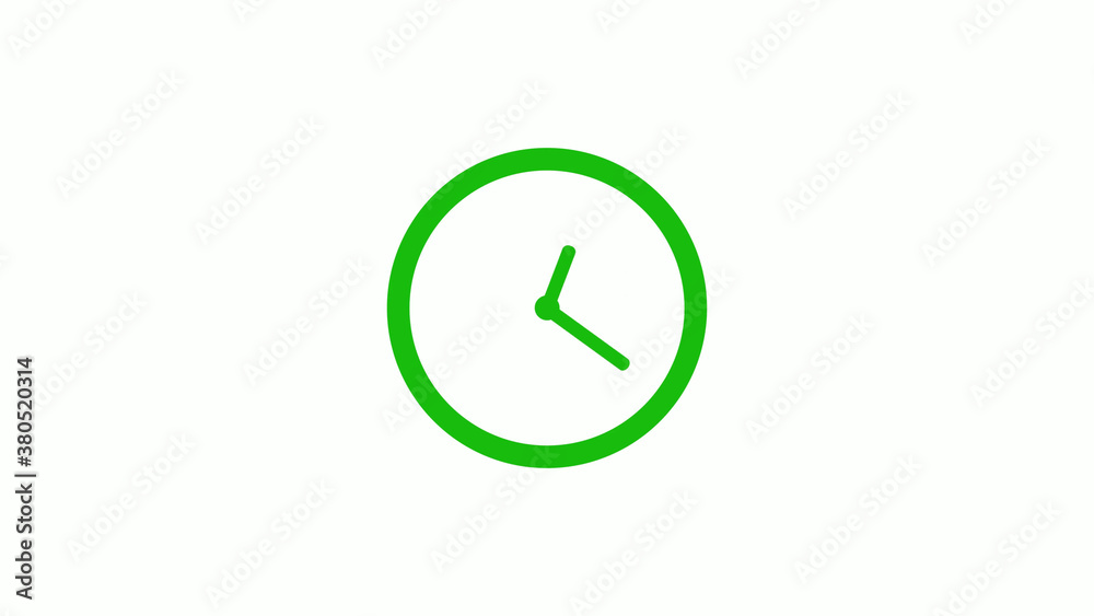 Green color circle 12 hours clock icon on white background,clock icon without trick Green color circle 12 hours clock icon on white background,clock icon without trick