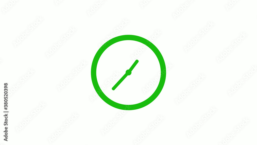 Green color circle 12 hours clock icon on white background,clock icon without trick Green color circle 12 hours clock icon on white background,clock icon without trick