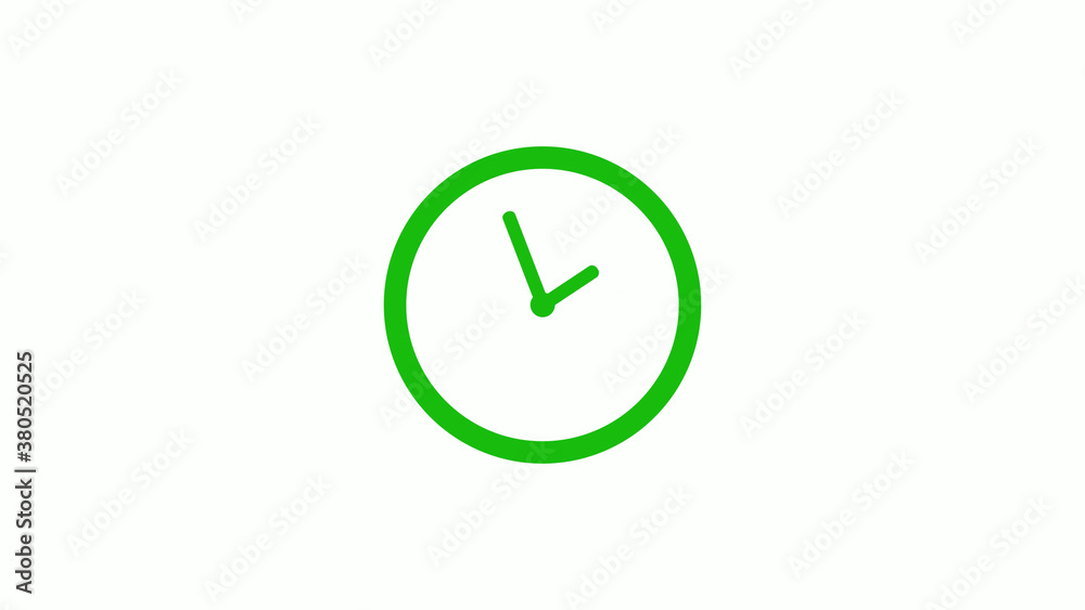 Green color circle 12 hours clock icon on white background,clock icon without trick Green color circle 12 hours clock icon on white background,clock icon without trick