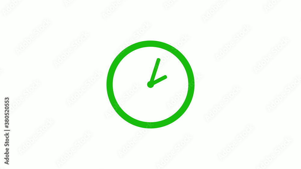 Green color circle 12 hours clock icon on white background,clock icon without trick Green color circle 12 hours clock icon on white background,clock icon without trick