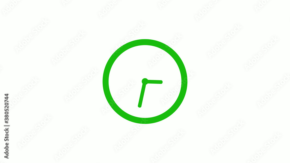 Green color circle 12 hours clock icon on white background,clock icon without trick Green color circle 12 hours clock icon on white background,clock icon without trick