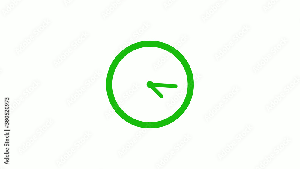 Green color circle 12 hours clock icon on white background,clock icon without trick Green color circle 12 hours clock icon on white background,clock icon without trick