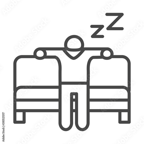 insomnia, character sleeping in the sofa linear icon style