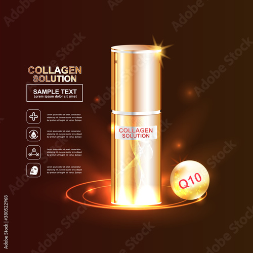 Collagen Serum and Vitamin Background Concept Skin Care Cosmetic.