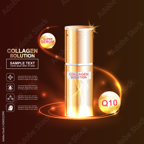 Collagen Serum and Vitamin Background Concept Skin Care Cosmetic.