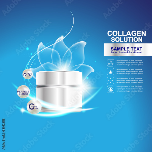 Collagen Serum and Vitamin Background Concept Skin Care Cosmetic.