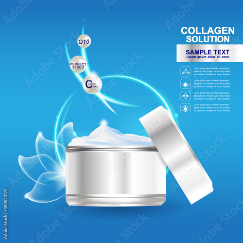 Collagen Serum and Vitamin Background Concept Skin Care Cosmetic.