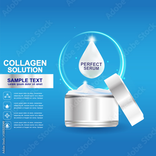Collagen Serum and Vitamin Background Concept Skin Care Cosmetic.