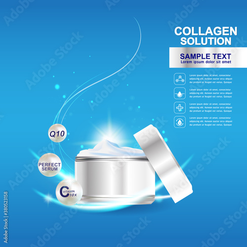 Collagen Serum and Vitamin Background Concept Skin Care Cosmetic.