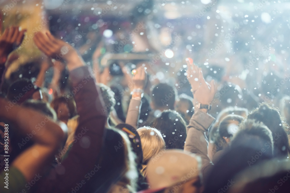 Dancing crowd at live concert, festival