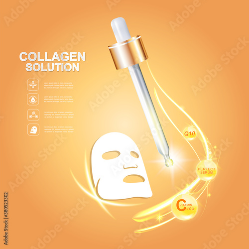 Collagen Serum and Vitamin Background Concept Skin Care Cosmetic.