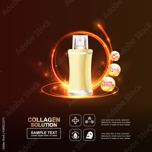Collagen Serum and Vitamin Background Concept Skin Care Cosmetic.