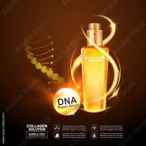 Collagen Serum and Vitamin Background Concept Skin Care Cosmetic.