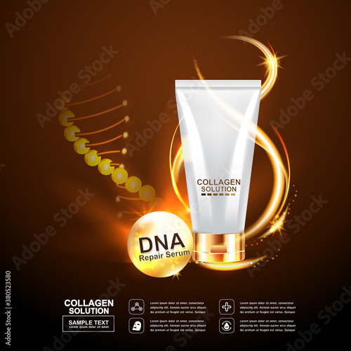Collagen Serum and Vitamin Background Concept Skin Care Cosmetic.