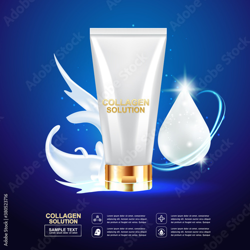 Collagen Serum and Vitamin Background Concept Skin Care Cosmetic.