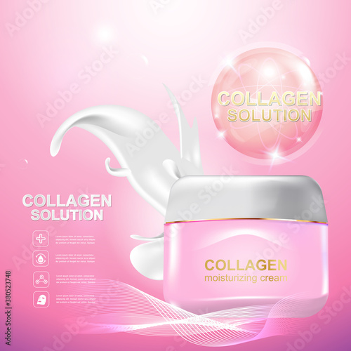 Collagen Serum and Vitamin Background Concept Skin Care Cosmetic.