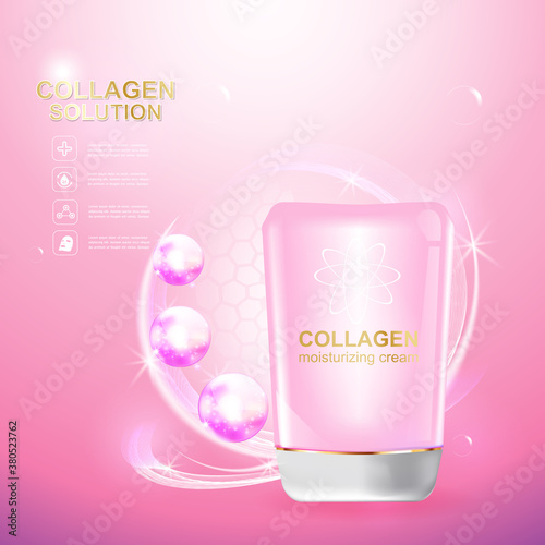 Collagen Serum and Vitamin Background Concept Skin Care Cosmetic.