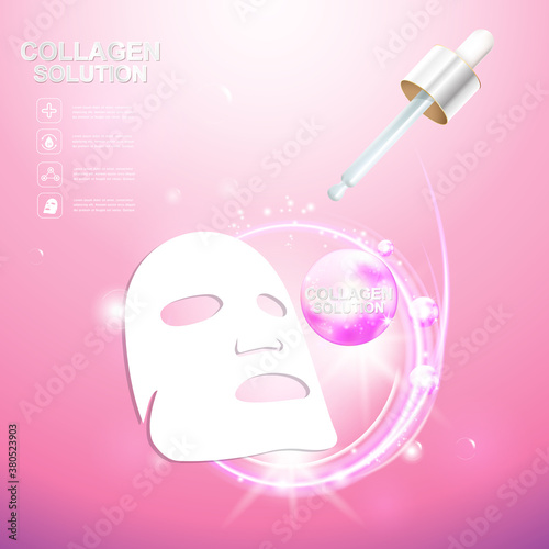 Collagen Serum and Vitamin Background Concept Skin Care Cosmetic.