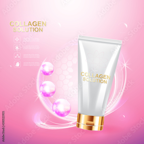 Collagen Serum and Vitamin Background Concept Skin Care Cosmetic.