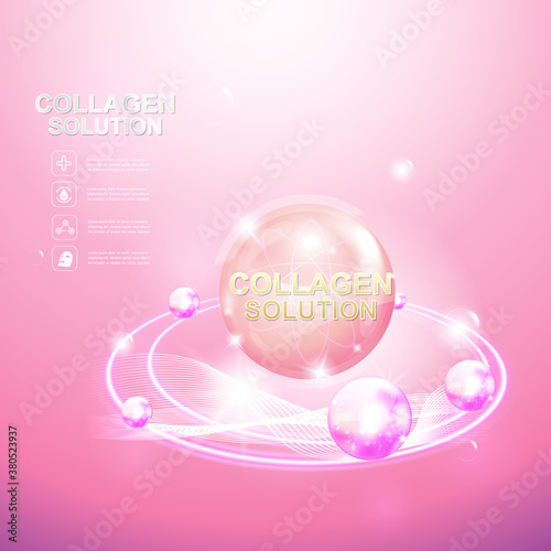 Collagen Serum and Vitamin Background Concept Skin Care Cosmetic.