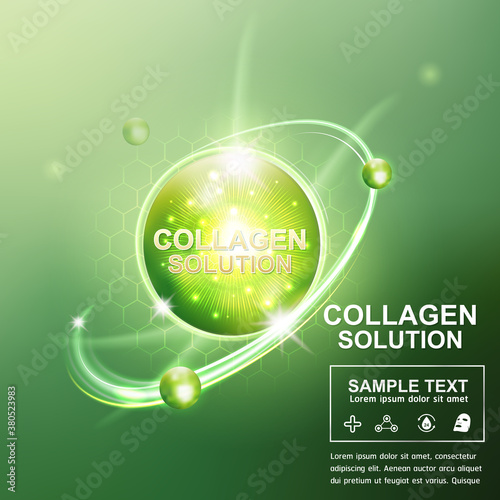 Collagen Serum and Vitamin Background Concept Skin Care Cosmetic.