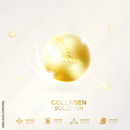 Collagen Serum and Vitamin Background Concept Skin Care Cosmetic.