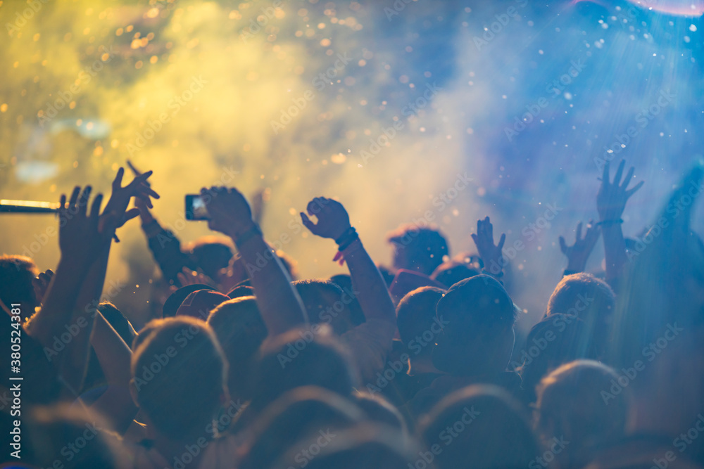 Dancing crowd at live concert, festival Dancing crowd at live concert, festival