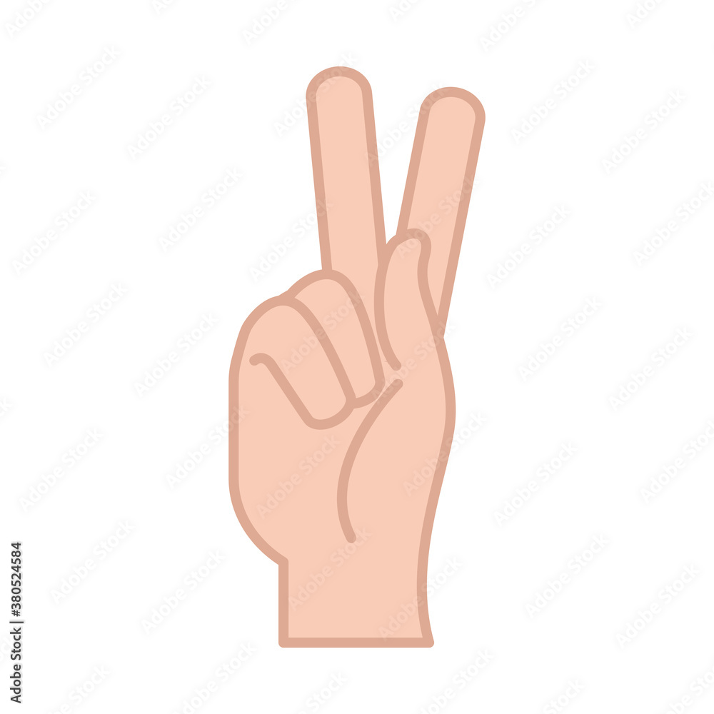 sign language hand gesture peace and love, line and fill icon sign language hand gesture peace and love, line and fill icon