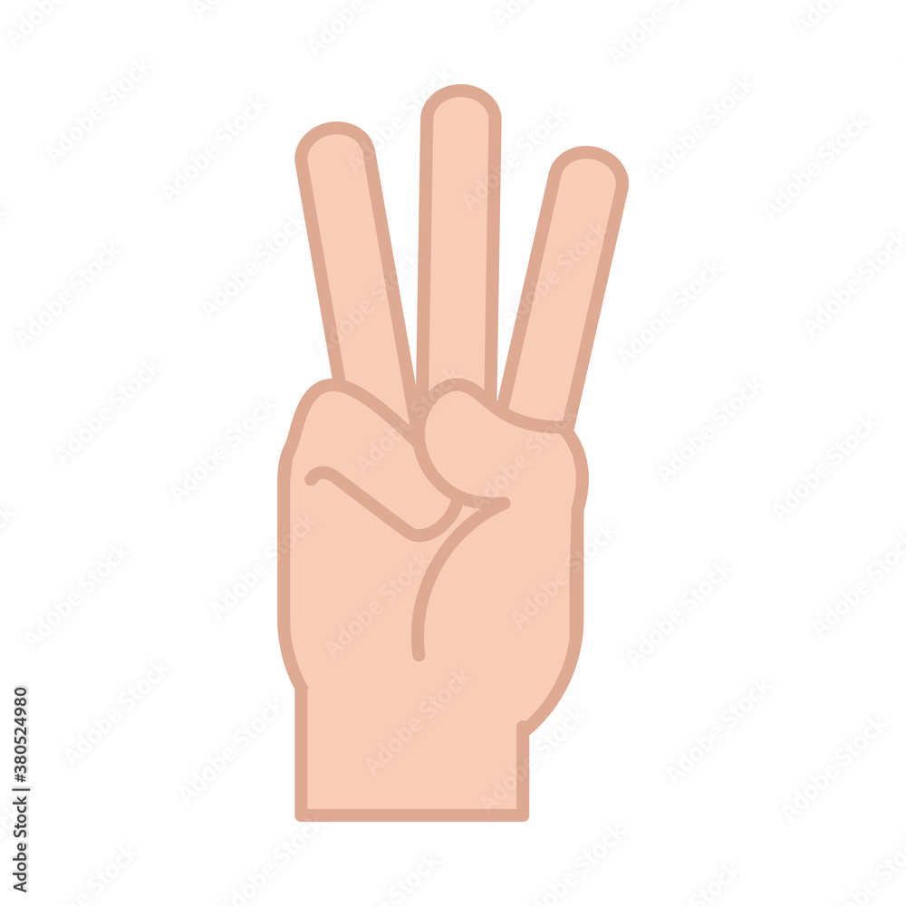 sign language hand gesture indicating w letter, line and fill icon sign language hand gesture indicating w letter, line and fill icon