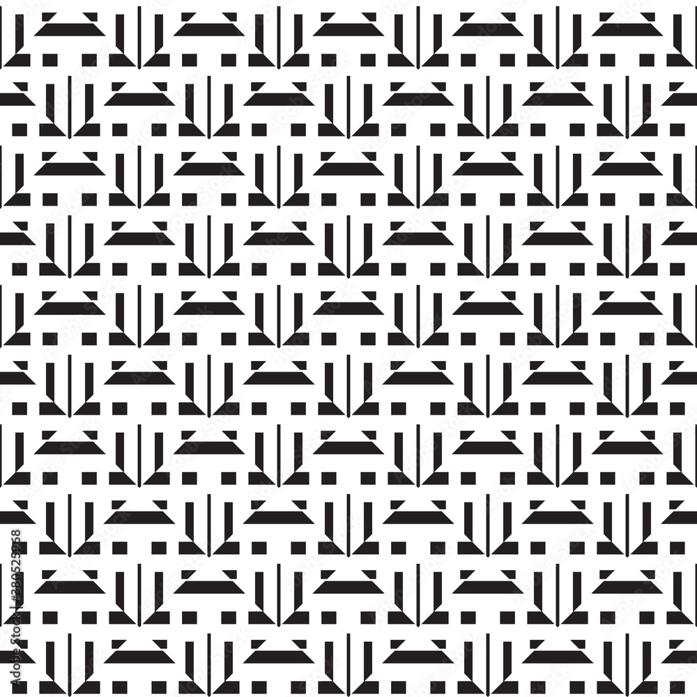 Vector seamless pattern texture background with geometric shapes, colored in black, white colors.