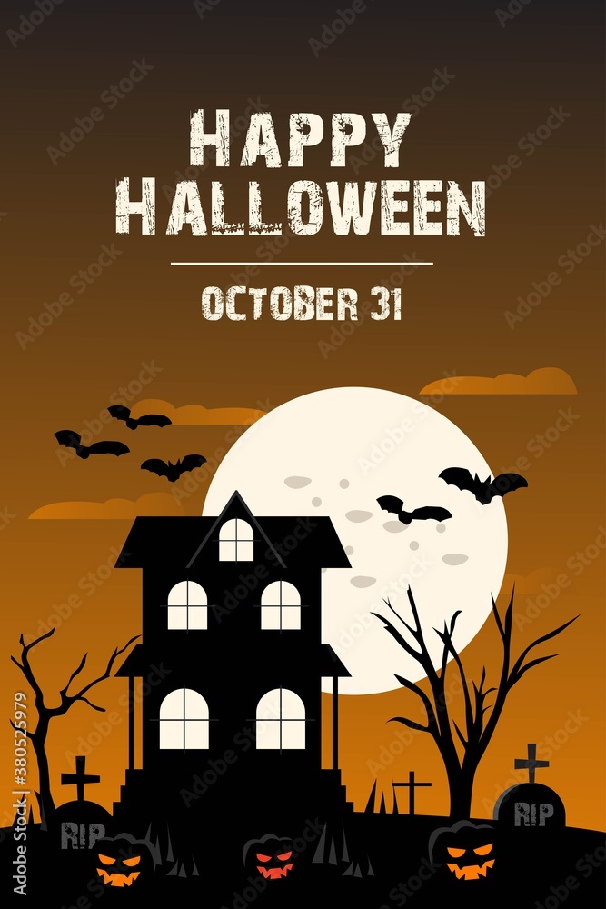 Happy Halloween invitation card. set of Halloween invitation card. vector illustration