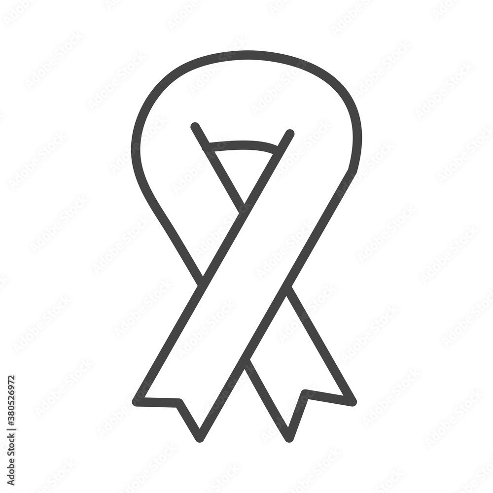 black ribbon awareness symbol line icon style black ribbon awareness symbol line icon style