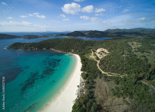 Aerial view of south Sardinian coast, Tuerredda beach photo