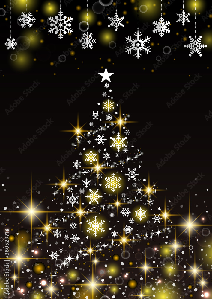 縦 キラキラ 雪の結晶のイルミネーションが美しいクリスマス背景 Stock ベクター Adobe Stock