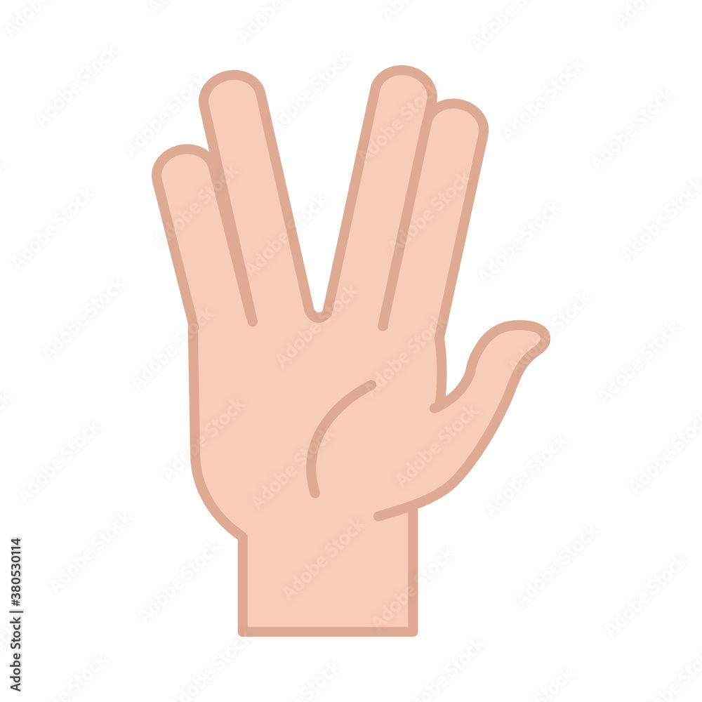 sign language gesture human hand salute vulcan, line and fill icon sign language gesture human hand salute vulcan, line and fill icon