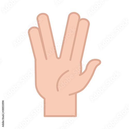 sign language gesture human hand salute vulcan, line and fill icon