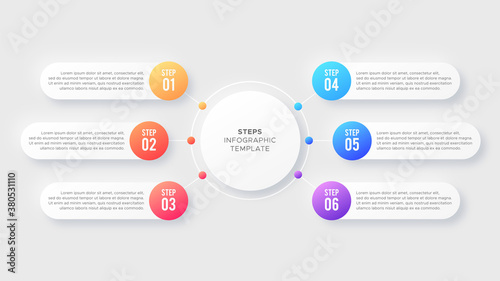 Six 6 Steps Options Circle Business Infographic Modern Design Template