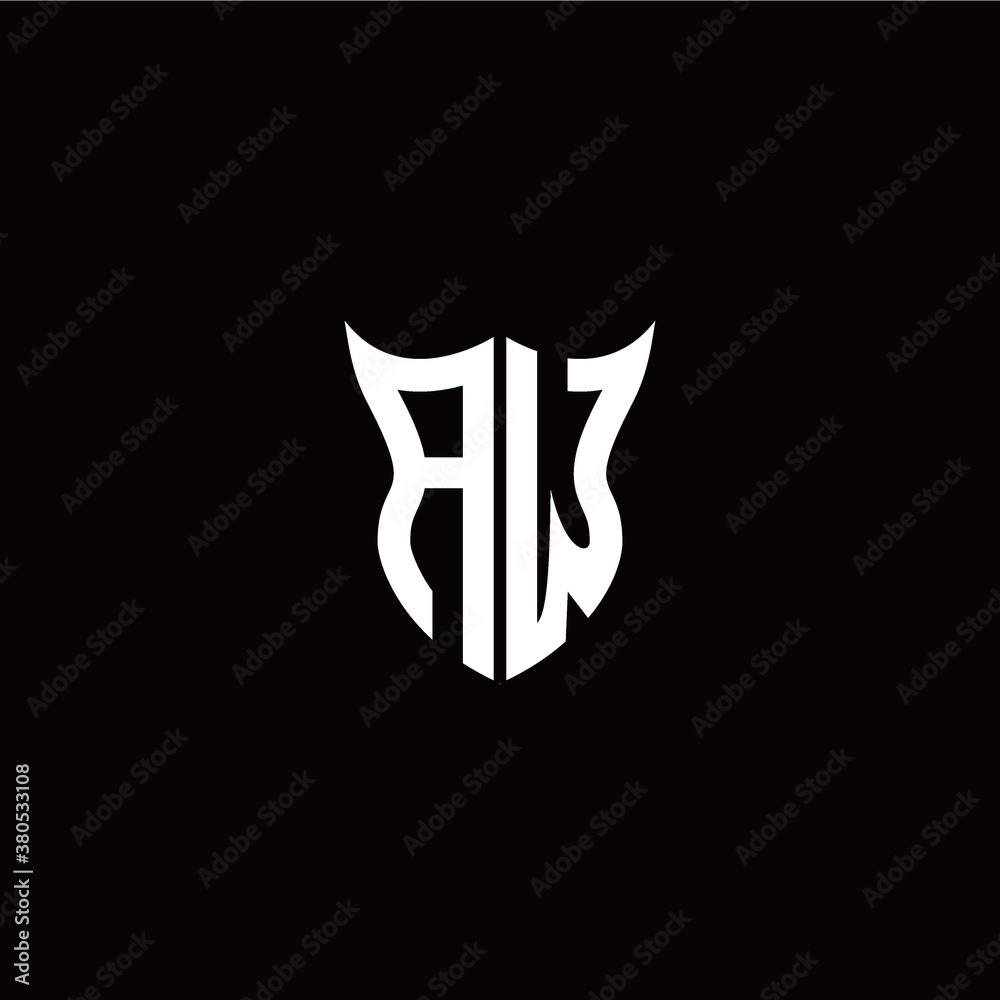 Initial A W letter with unique shield style logo template vector