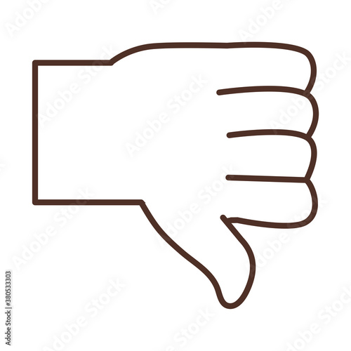 sign language hand gesture showing thumb down, line icon