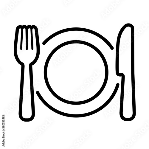 .Plate, knife and fork icon material illustration