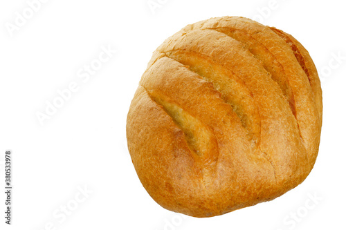 Single loaf bread isolated on white background