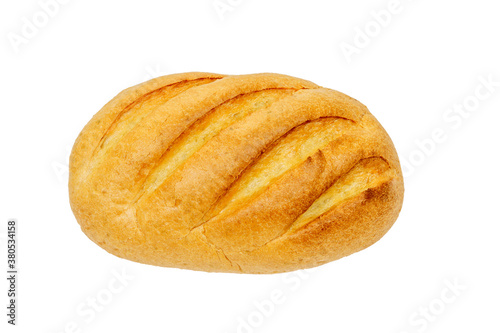 Single loaf bread isolated on white background